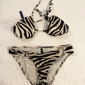 Ralph Lauren Zebra Stripe Bikini - Black and Cream